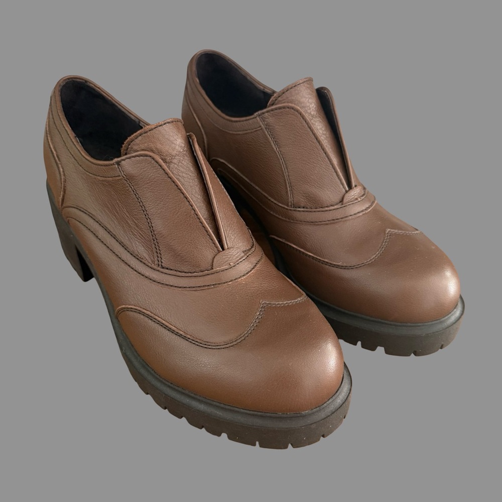 Girotti Custom Brown Leather Platform Slip On Ankle Oxfords  EU38 ($499)
